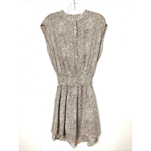 Rails Angelina Mini Dress Size M Cheetah Print Sleeveless Drop Waist Button - Picture 2 of 14